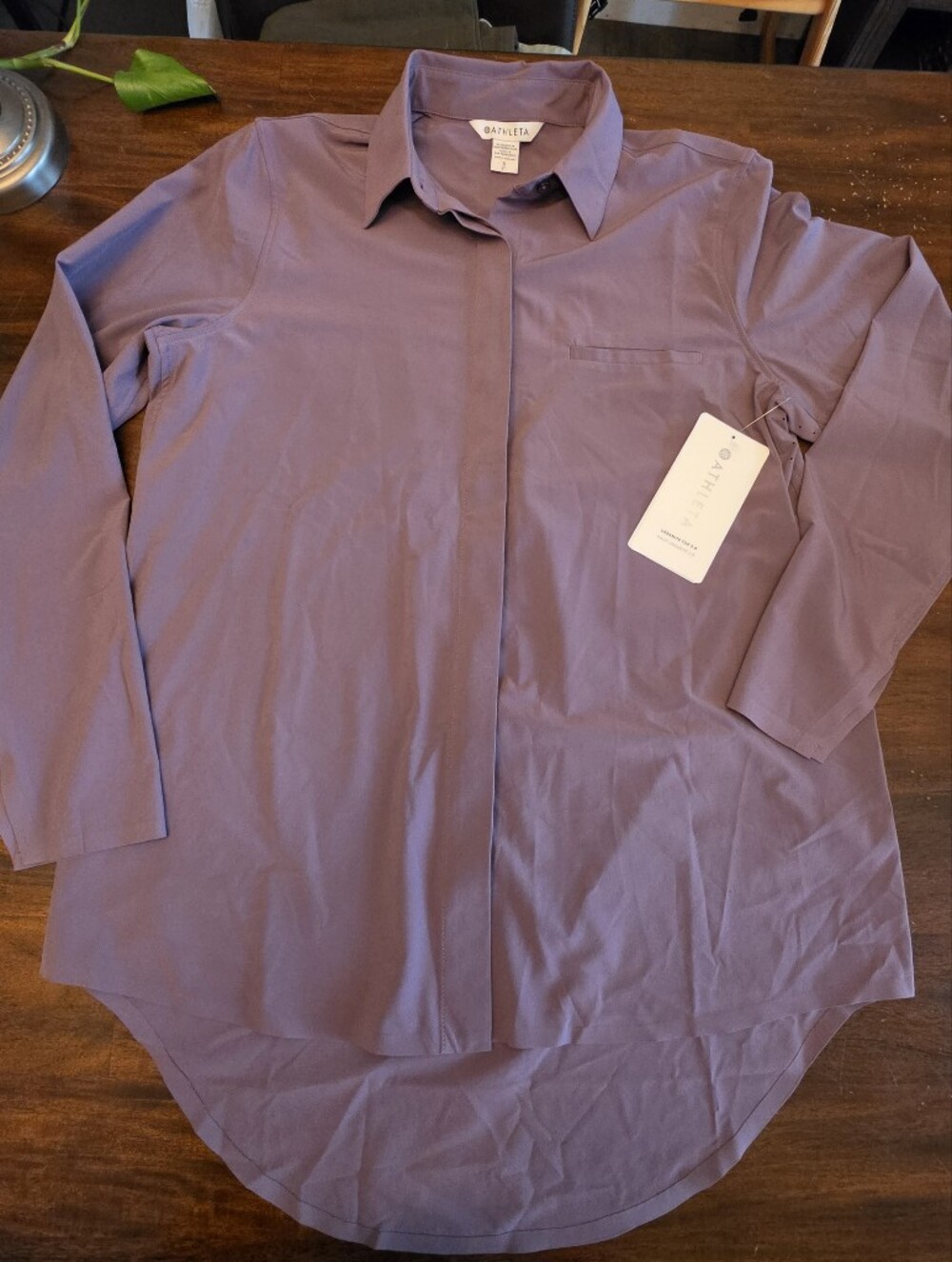 Athleta Urbanite Long Sleeve Button Down Shirt Dusty Purple Women's Size SP